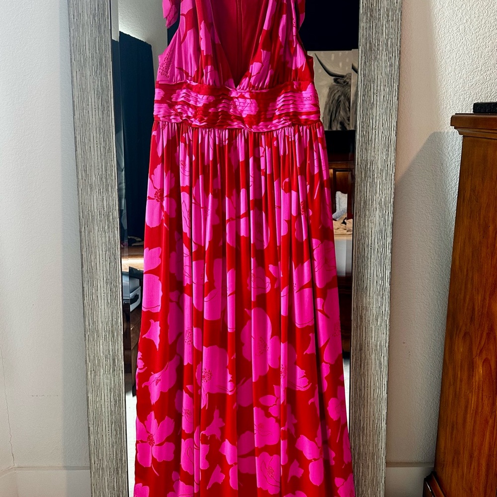 Sugarlips Red and Pink Floral Maxi Dress